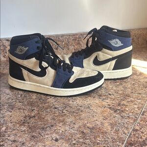 Men's Black and Blue High-Top Sneakers